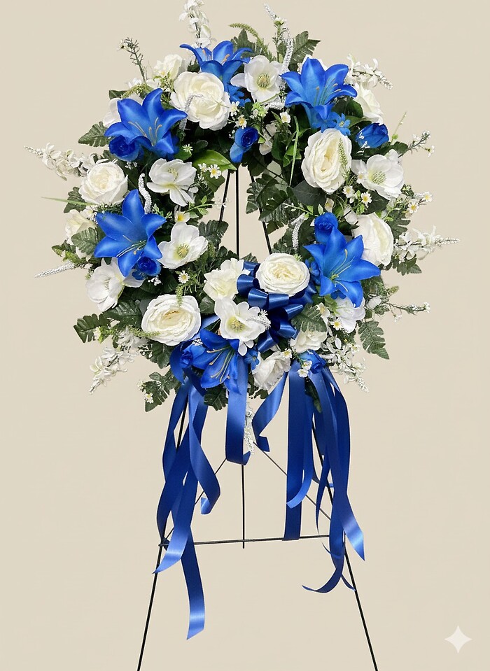Blue and white Wreath